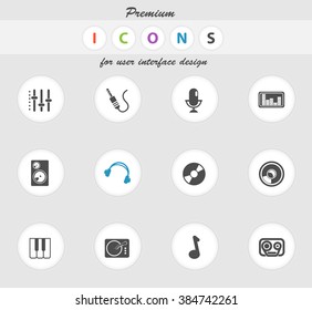 Audio and music icons set for web sites and user interface