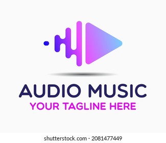 plantilla de diseño del logotipo de música de audio. vector de ilustración de música