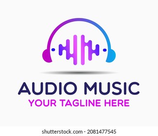 audio music logo design template. music illustration vector