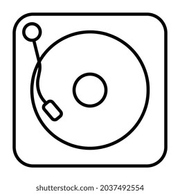 Icono del reproductor de música de audio, diseño lineal del reproductor de vinilo