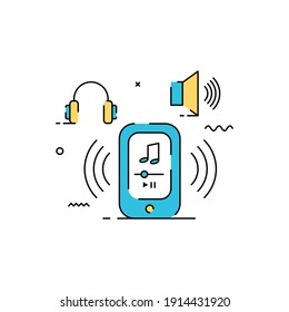 Audio and music player illustration.  Easy to edit with vector file. Can use for your creative content. Especially about technology.