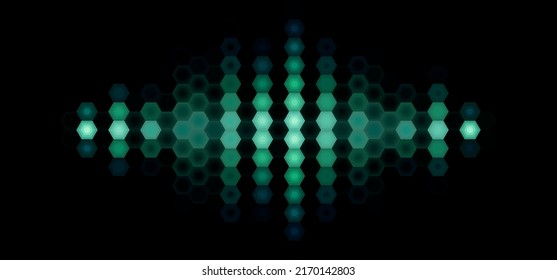 Audio or music shiny sound waveform with hexagonal filter