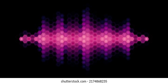 Audio or music shiny sound waveform with hexagonal filter