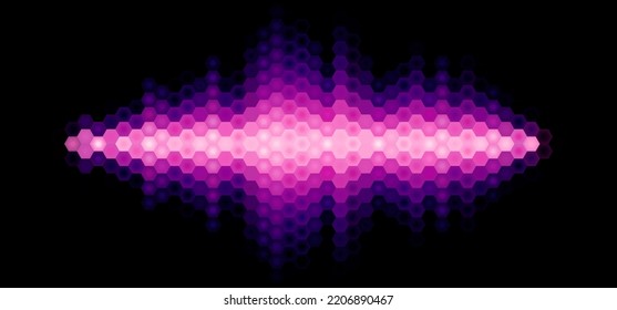 Audio or music shiny sound waveform with hexagonal filter