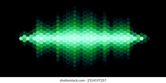 Audio or music shiny sound waveform with hexagonal filter