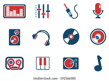 Audio & music simple vector icons