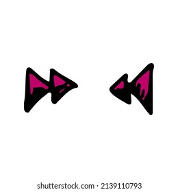 Audio music speed buttons hand drawn vector illustration. media equalizer symbols. Play, pause, repeat multimedia sketch icons set.