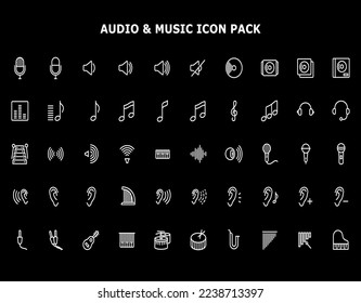 conjunto de iconos del vector de música de audio