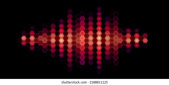 Audio Or Music Yellow Shiny Sound Waveform With Hexagonal Light Filter With Colorful Hexes For Party Poster Or Medical Equipment Cover