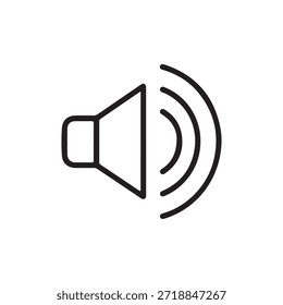 Audio con la Plantilla del logotipo de la Ilustración vectorial del icono del contorno para muchos propósitos. Aislado en el fondo blanco

