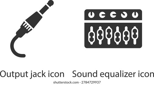 Audio output jack icon with sound equalizer waves vector illustration