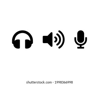 Audio peripherals devices icons set. Headphones, dinamic, microphone symbols isolated. Vector illustration EPS 10