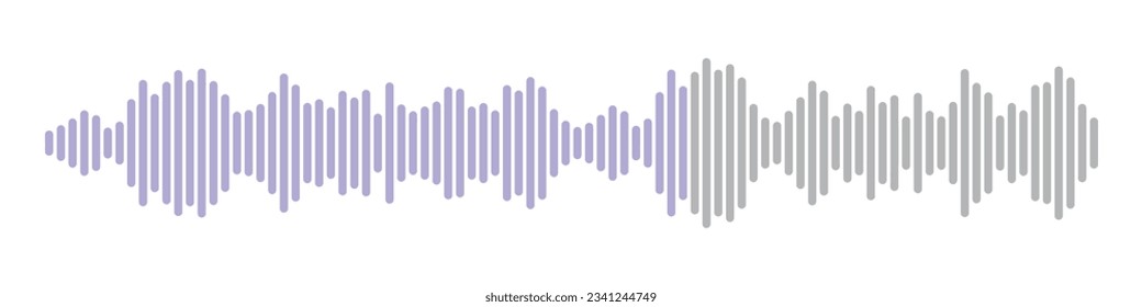 Audio Play Bar Icon. Music symbols with voice messages, radio sounds and wave forms. Sound effects in play form. Flat vector illustrations isolated on white background.