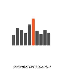 Audio player equalizer. Sound spectrum analyzer. Vector icon.