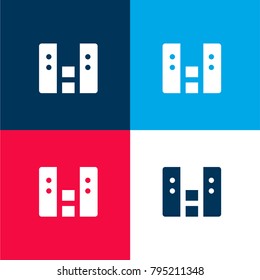 Audio player four color material and minimal icon logo set in red and blue
