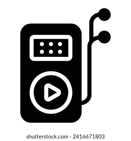 jugador de audio Icono de glifo Fondo blanco