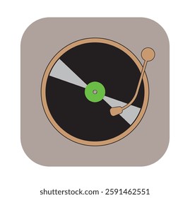 Audio player icon in the form of a vinyl record. Media player icon in retro style. Musical symbolism. EPS 10. Vector illustrations