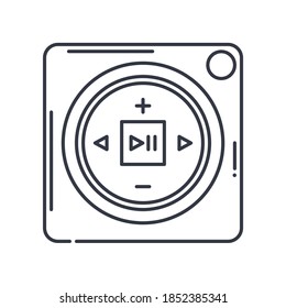 Audio player icon, linear isolated illustration, thin line vector, web design sign, outline concept symbol with editable stroke on white background.