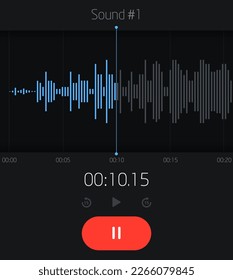 Audio player interface for creating music, recording voice or song. Audio player interface design. svg