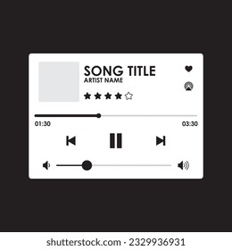 Audio-Player-Panel. Panel für einen Audio-Player, stilvoll und gut geeignet für die Erstellung einer Handy-Anwendung oder Web-Anwendung.Modische Songboard, Vorlage für ein romantisches Geschenk. Rahmenvektor
