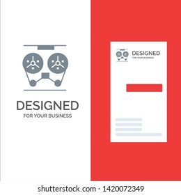 Audio, Player, Record, Recorder, Reel Grey Logo Design and Business Card Template