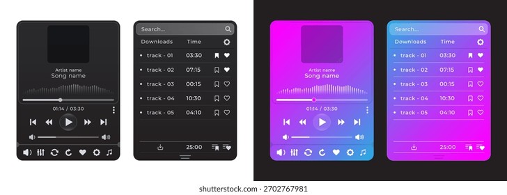 Reproductor de audio en negro y estilo cyberpunk