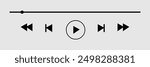Audio player for songs or podcast playlist. Play or pause button. Music or video play bar icon on grey background. Vector illustration. Eps file 41.
