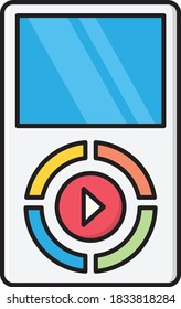 audio player vector flat color icon