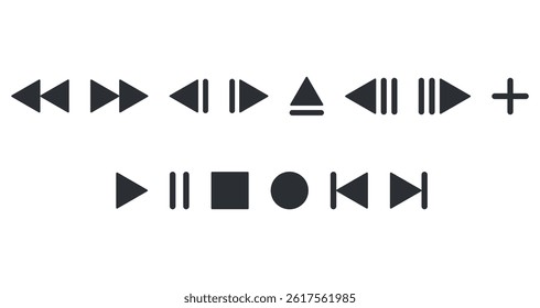Audio player vector icons isolated on white background.