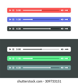 Audio Players. Flat Music Player Bars For Web