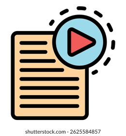 Audio playlist icon. Outline audio playlist vector icon color flat isolated