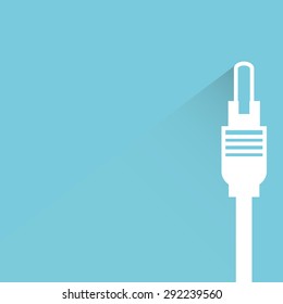 audio plug in blue background, shadow and flat theme