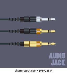 Audio plug for connection sound equipment - vector illustration