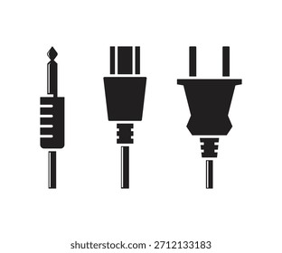 Enchufe de audio e iconos de enchufe eléctrico conjunto ilustración Vector