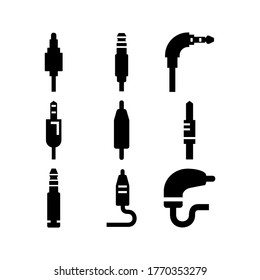 Audio-Plug-Icon oder Logo einzeln auf Zeichen, Vektorgrafik - Sammlung von hochwertigen Vektorsymbol in schwarzem Stil
