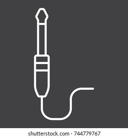 Audio plug line icon, music and instrument, jack cable sign vector graphics, a linear pattern on a black background, eps 10.