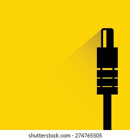 audio plug on yellow background, flat and shadow theme