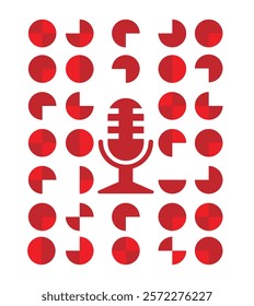 Audio Podcast Abstract Template with a Microphone and Geometric Symbols. Audiovisual media, arts and entertainment concept vector art