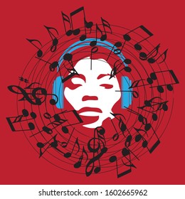 Audio portrait digital illustration vector