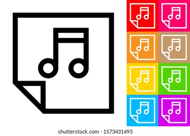 Audio Post. Line Icon With Different Color Background.