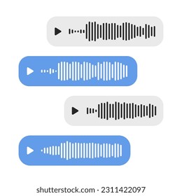 Audio record concept. Voice messages set. Record voice message for phone correspondence. Voice messages with sound wave for social media chat. Vector illustration on a white background.