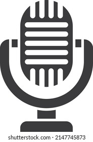 Audio record icon. Black microphone. Podcasting device