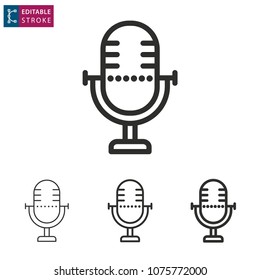 Audio record icon, mic symbol, sound music illustration. Editable stroke.