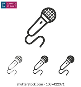 Audio record icon, mic symbol, sound music illustration. Editable stroke.
