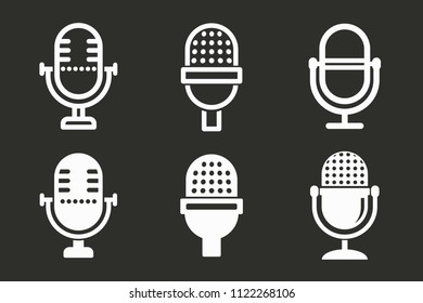 Audio record icon, mic symbol, sound music illustration.