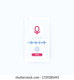 Audioaufnahme App Mobile i Design, Recorder, Handy Vektor
