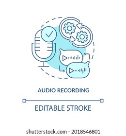 Audio recording blue concept icon. Communication service. Sound recorder for online mail. Message software abstract idea thin line illustration. Vector isolated outline color drawing. Editable stroke