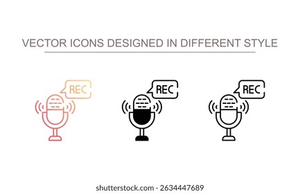 Design de ícone de gravação de áudio com ilustração de estoque de fundo branco