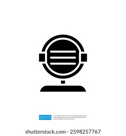 Audio Recording Icon Featuring Microphone and Headphones for Communication Technology and Media Production
