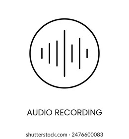 Audio recording line vector icon with editable stroke